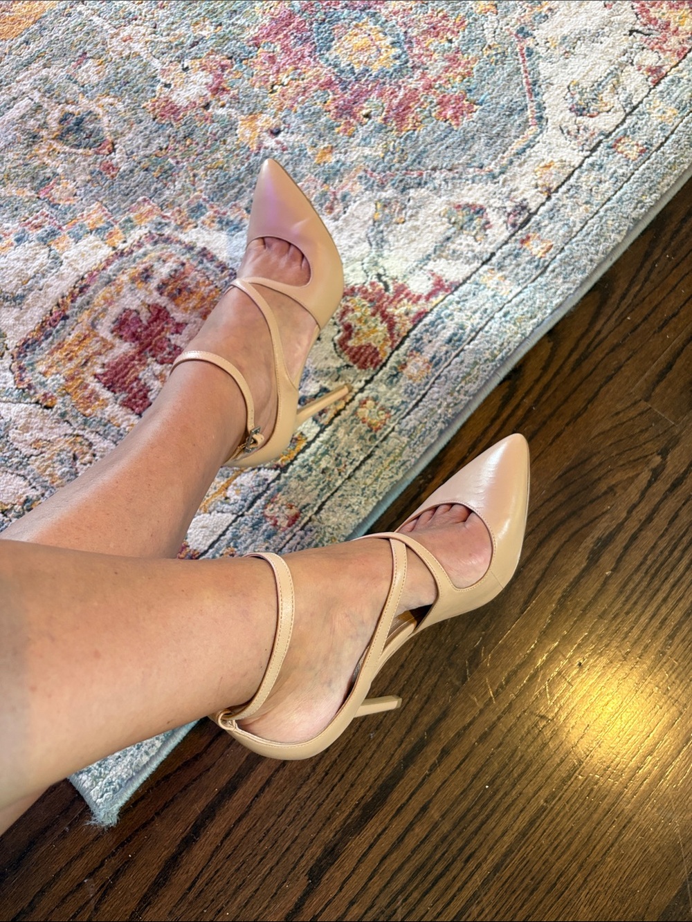Charles By Charles David Women's Nude Pointed-Toe Ankle-Strap Pumps